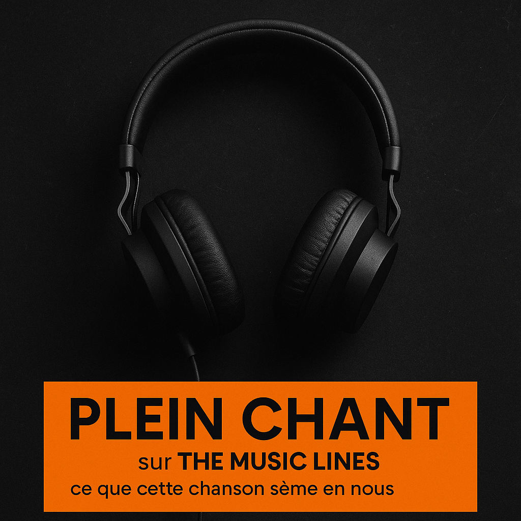 Visuel PLEIN CHANT The Music Lines : analyse d’une chanson engagée, casque audio noir sur fond sombre.